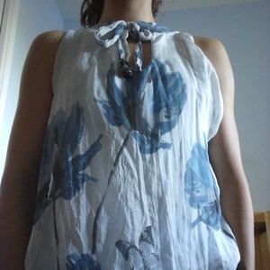 Blue Silk Keyhole top